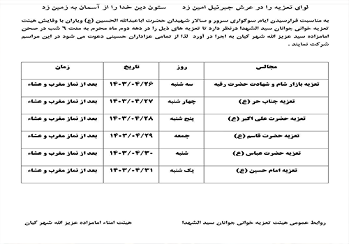 اطلاعیه تعذیه ها