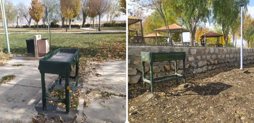 نوسازی امکانات رفاهی پارک‌های کیان؛ نصب ۳۵ منقل و ۳۰ سطل زباله